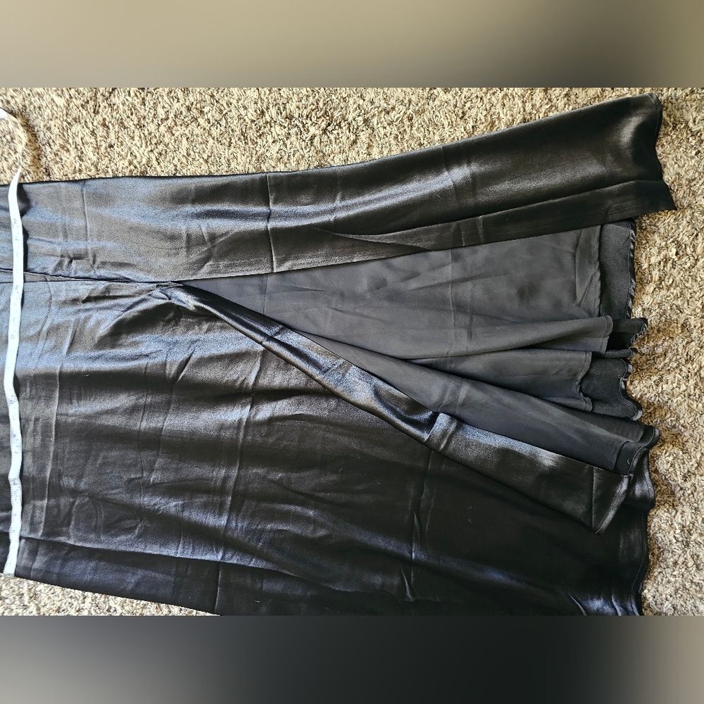 NwT Birdy Grey Satin Black Elegant Chic Leg cut out Maxi Dress Sz 2X - Picture 8 of 11